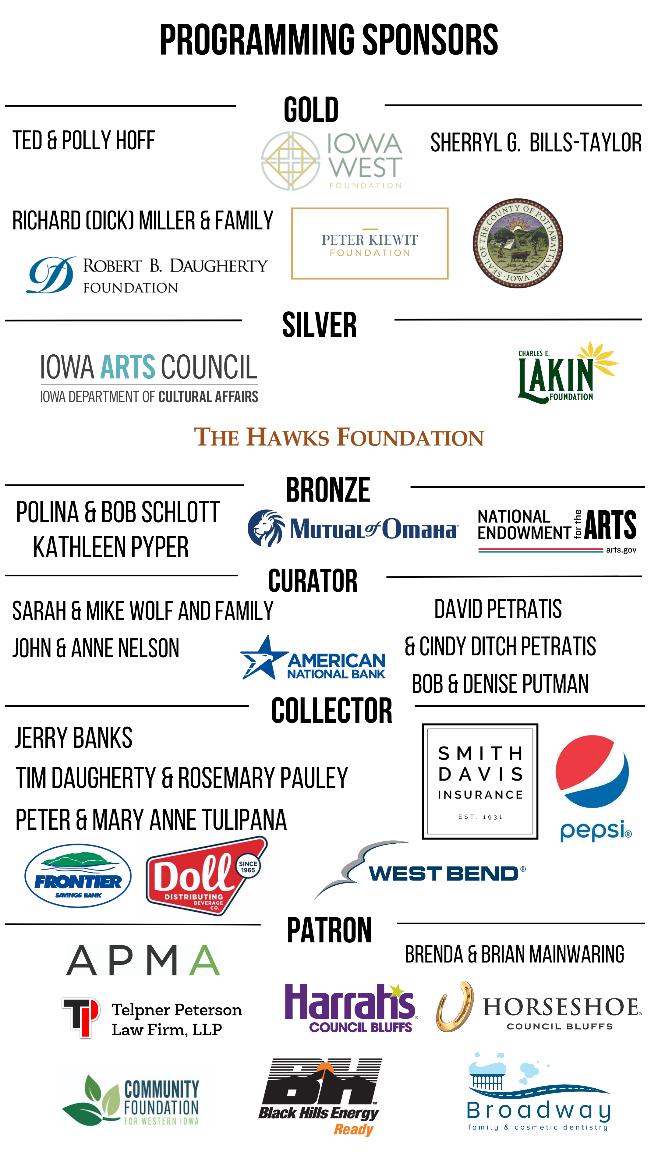 List of current PACE Programming Sponsors